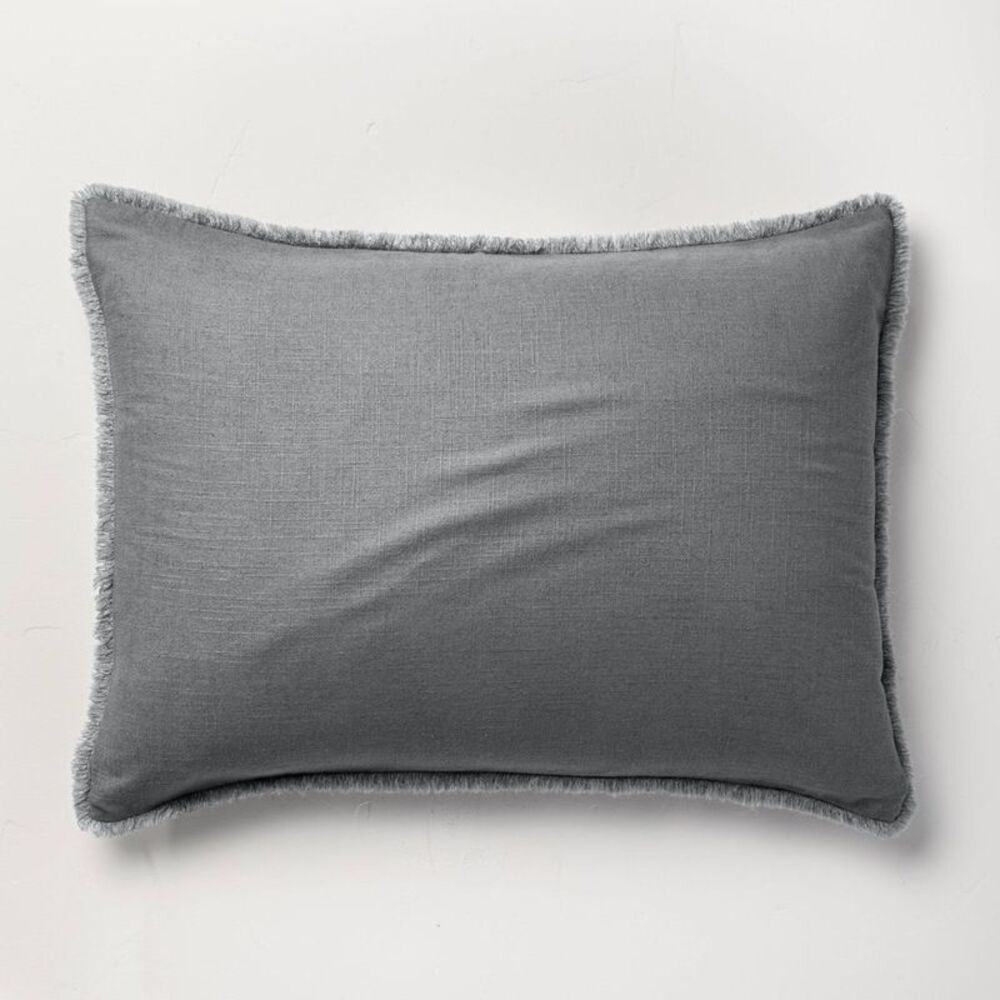 King Heavyweight Linen Blend Zippered Bedding Comforter Sham - Dark Gray